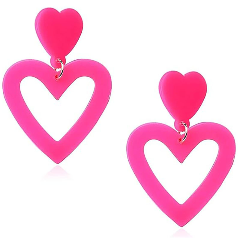 Europeo y americano transfronterizo nuevos pendientes Barbie Rosa Venta caliente traje Rosa rojo geométrico todo partido vacaciones estilo verano pendientes para las mujeres