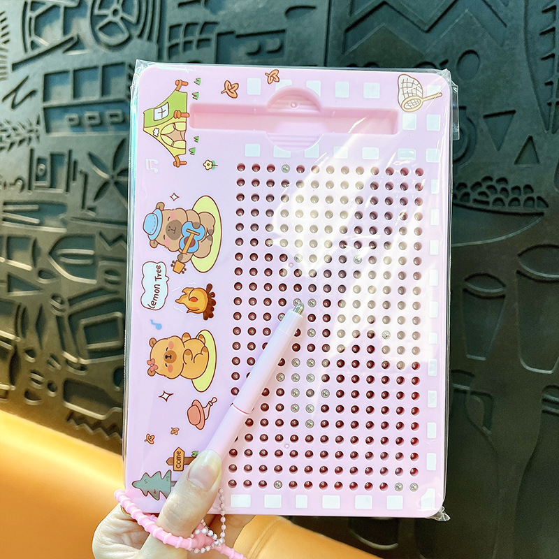 创意卡通动物大号286珠磁吸钢珠画板钥匙扣趣味解压学生玩具挂件|undefined