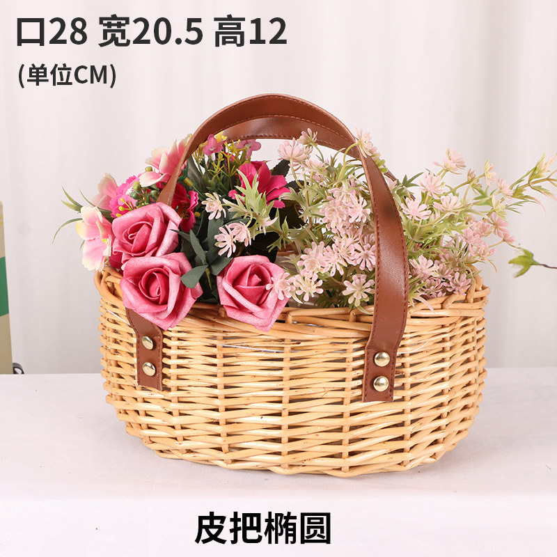 Encaje Mini encaje princesa cesta sauce Vine hierba olla tejida verde rosa flor niños foto cesta mano regalo cesta de flores de mano