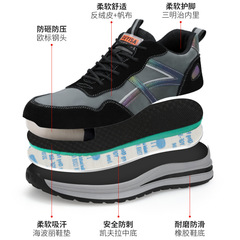 New safety shoes with anti-puncture and anti-impact, all-season breathable, lightweight, comfortable, durable, and safe for construction work and male protection.