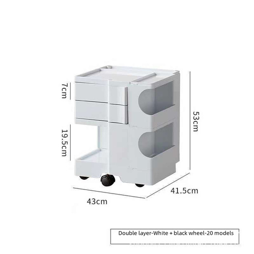 Nordic multi-layer rotating cosmetic storage cabinet, home bedside cabinet with wheels, small push cart mobile storage cabinet
