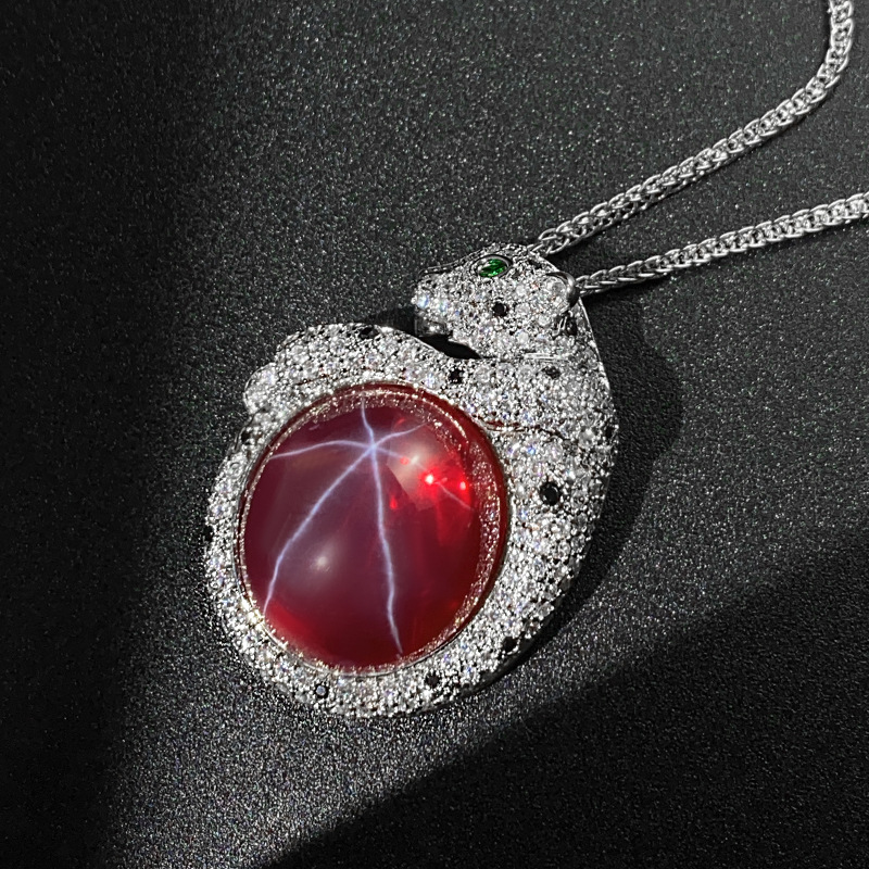 Producto popular Zhuang Shengsheng joyería simulación corindón rojo estrella de seis puntas colgante de leopardo de luz piedra principal 18*20 al por mayor