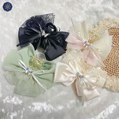 新款超仙绢纱蝴蝶结水钻发夹后脑勺抓夹女夏季头饰发卡发夹发饰品