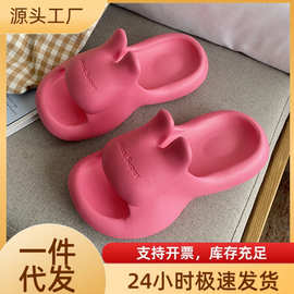 爆款夏季EVA兔子踩屎感拖鞋女可爱外穿海边沙滩度假一字拖鞋百搭