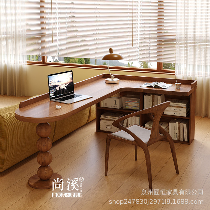 Living room all-solid wood corner desk, corner computer desk and chair behind the sofa, writing and study desk, L-shaped workbench Living room all-solid wood corner desk, corner computer desk and chair behind the sofa, writing and study desk, L-shaped workbench