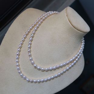 S925 silver ingot buckle natural bright fresh water pearl long sweater chain necklace multi-wear stacked sweater chain niche