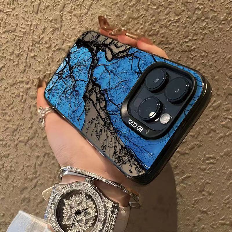 Blue Sky Dead Tree Adecuado para Apple 16Promax Funda para teléfono móvil Personalidad Yuan Qi Shell iPhone15/14/13 Texto 12