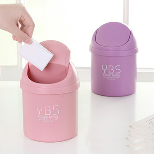 Flip Cover Mini Desktop Trash Can Crocker Small Trash Can Household Living Room with Lid Bedside Storage Barrel Trash Basket