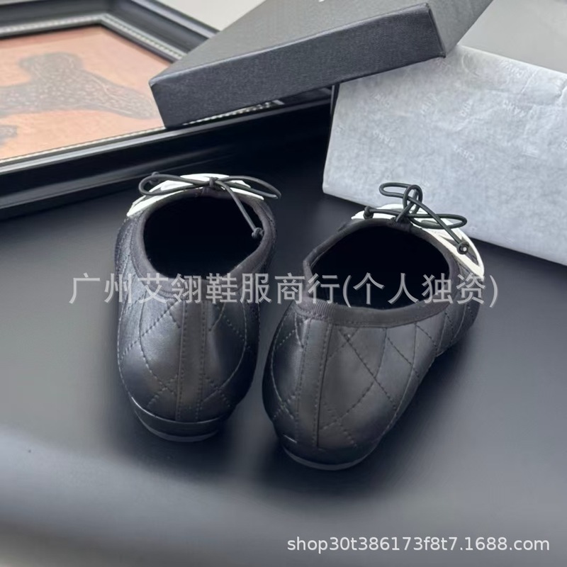 羊皮款~真皮小香风内5cm浅口单鞋复古蝴蝶结芭蕾舞鞋女奶奶鞋|undefined