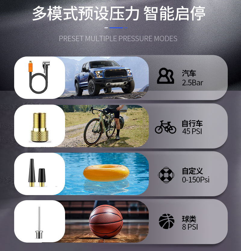 Car Air Pump Emergency Jump Starter All-In-One Portable Electric Inflator 12V Power Bank Cross-Border
