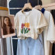 Tulip Printed Short-sleeved T-shirt Women's Fashion Brand 2024 Summer New South Korea Dongdaemun Elegant Loose Half-sleeved Top