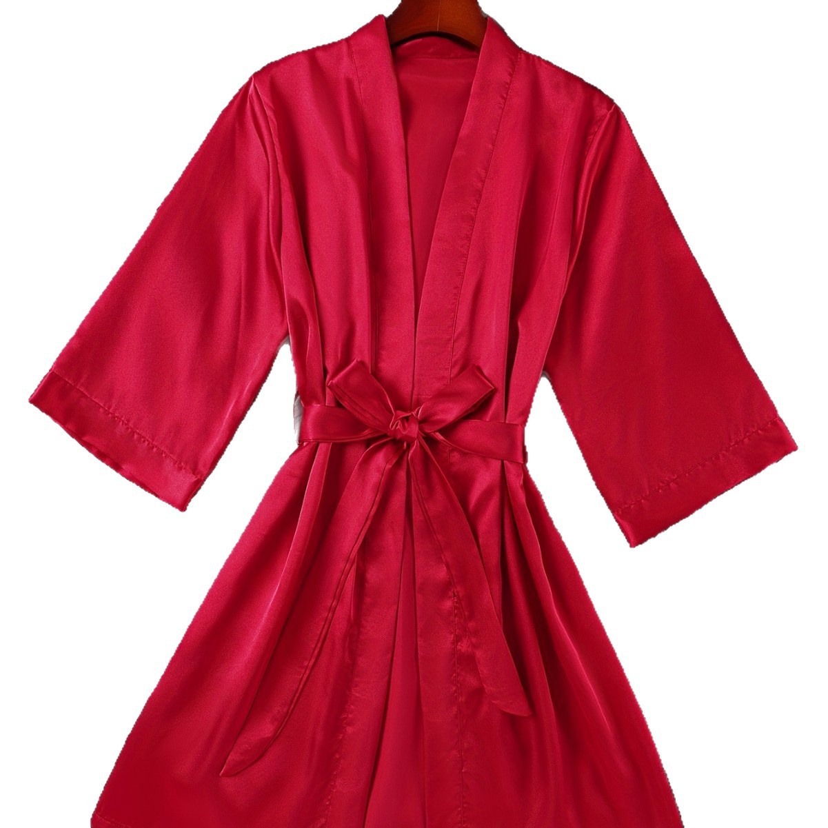 GraceChic GraceChic Cross-Border Home European And American Style Thin Sexy Women's Lace-Up Robe Simple Cardigan Sleepwear Ice Silk Bathrobe_voghion.com