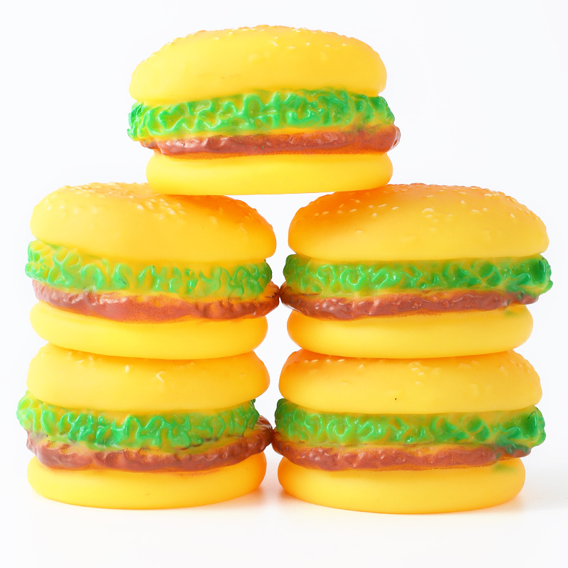 P Amazon recomienda Hawo sonido para mascotas Burger Dog Toy-juguete en forma de Mascota de vinilo Bola de sonido de juguete