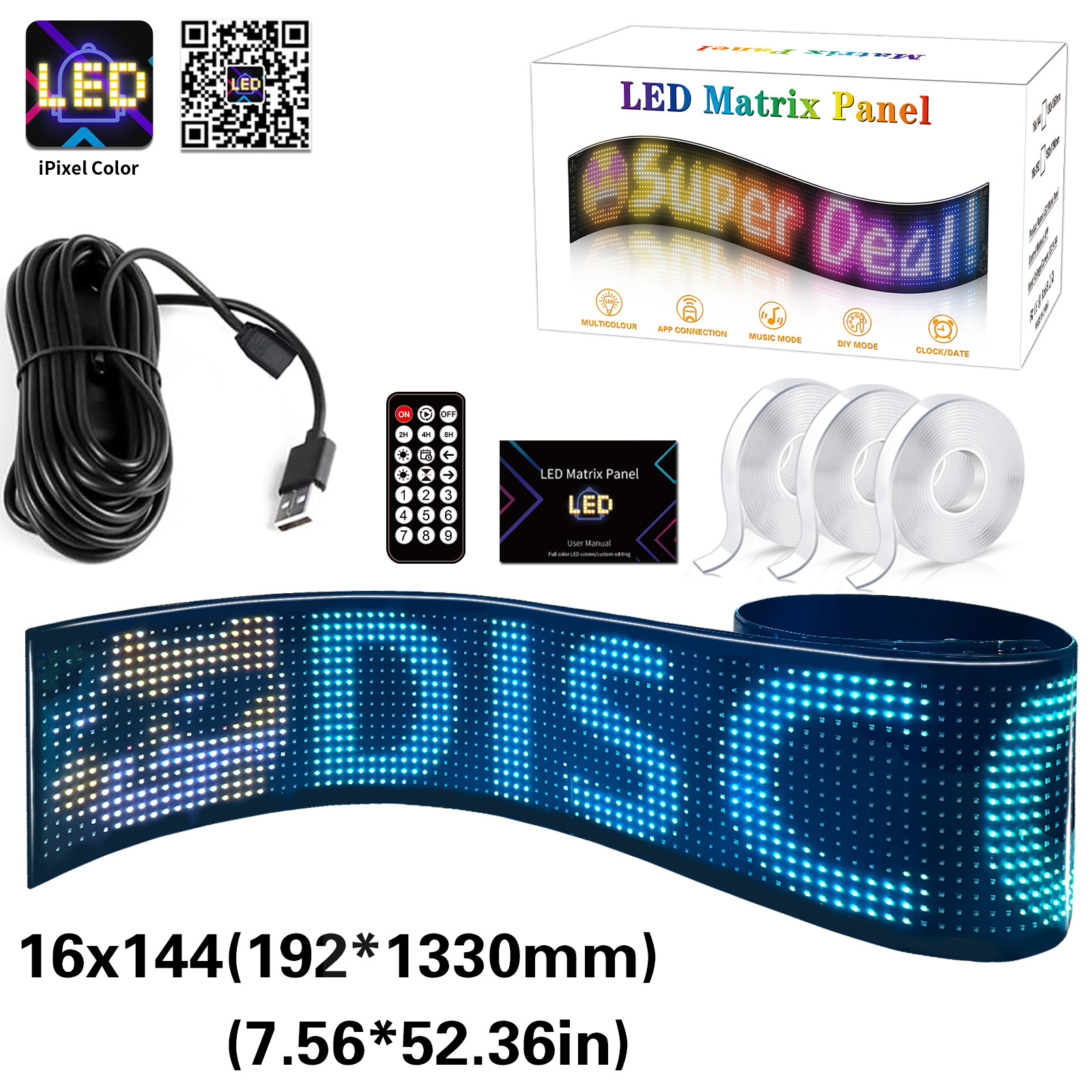 Pantalla LED flexible APP Bluetooth Pantalla de publicidad del coche ventana trasera del coche LED pantalla suave a todo color subtítulos pantalla rodante