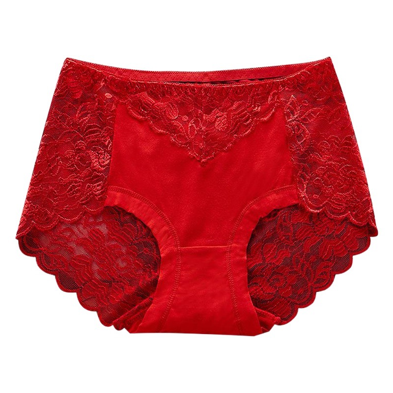 Calzoncillos de niña de levantamiento de cadera respirable cómodo de algodón para mujer Calzoncillos transparentes de encaje sexy sin costuras de cintura media