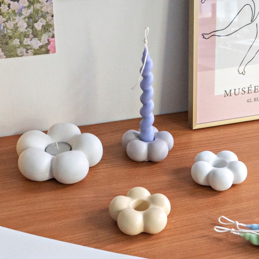 Ins estilo nube simple cerámica candelabro decoración hogar mesa candelabro base mesa de comedor decoración suave al por mayor