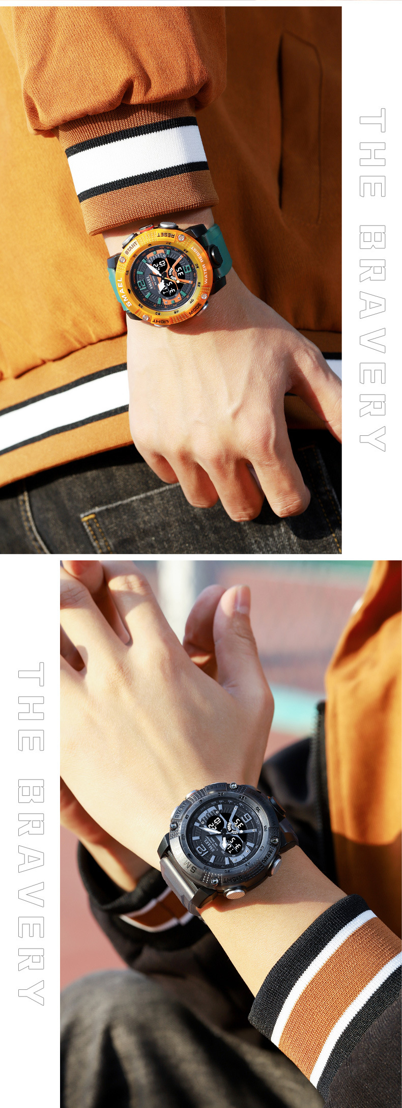 New Hot SMAEL Smart Leisure Waterproof Digital Dual Display Outdoor Sports Multi Functional Glow Men's Watch_voghion.com