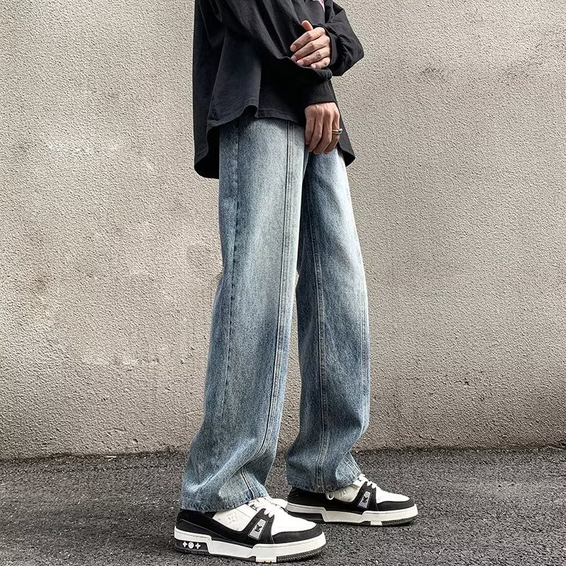 Estilo de Hong Kong hombres de moda verano nuevo estilo 2024 personalidad alfabeto jeans hip-hop ins marea calle alta tendencia pantalones guapos