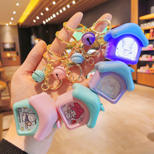 Innovative Luminous Mini House Keychain Sanrio Car Keychain School Bag Pendant Claw Machine Gift Wholesale