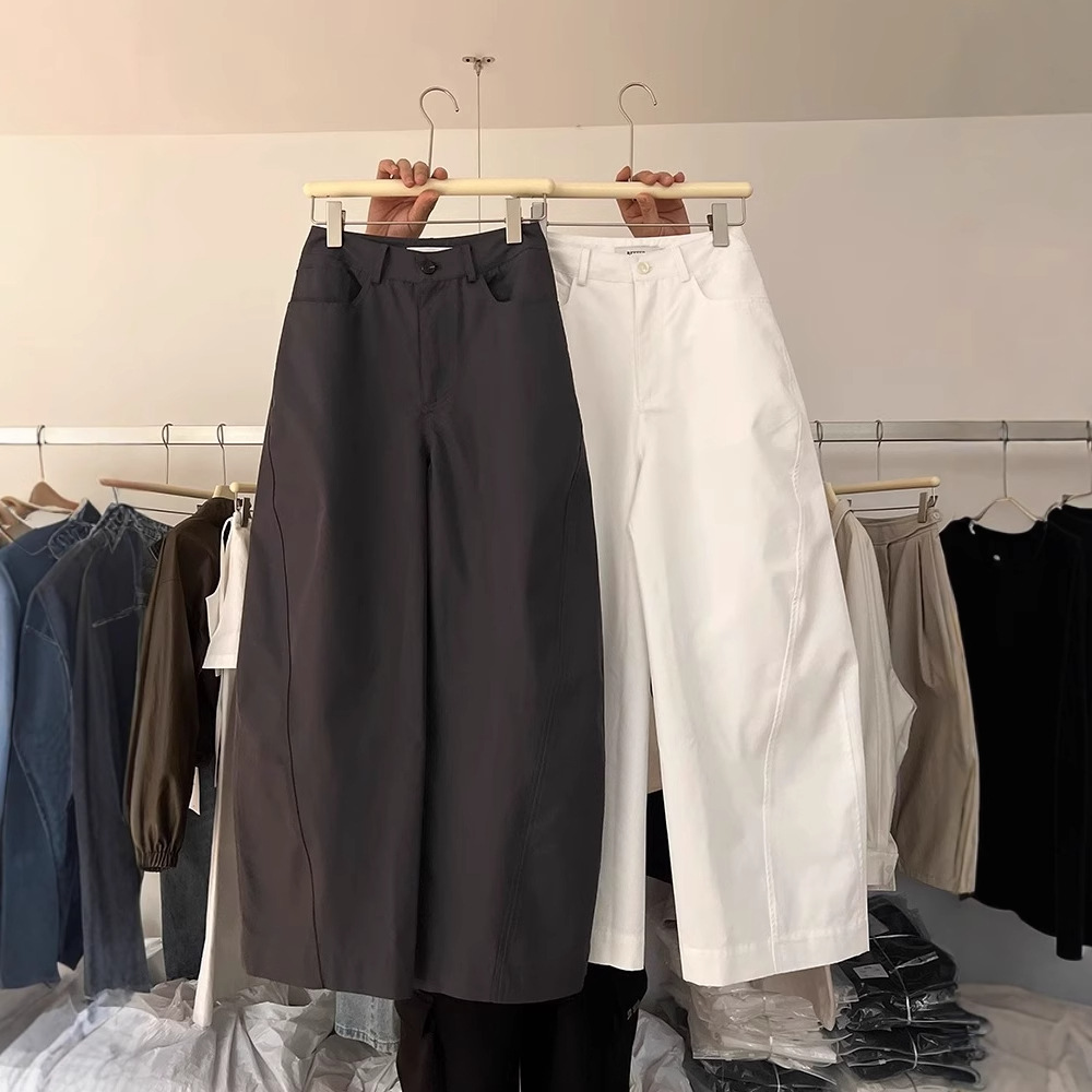 2026 Summer New Stylish Casual Pants for Women, High-Waisted, Slimming, Versatile Straight-Leg Wide-Leg Pants, Trendy Curved Pants