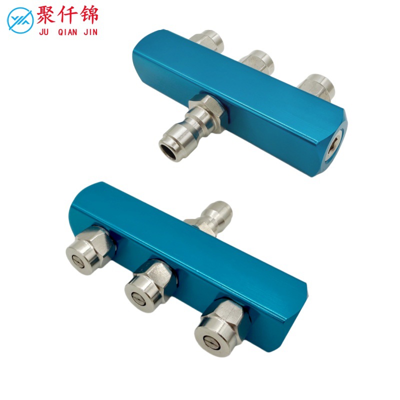 Cross-Border Hot-Selling High-Pressure Water Gun Aluminum Alloy Model with 3 Spray Nozzles, Adapter Rod, One-To-Three Connector for Car Washing, 1/4 Quick Plug