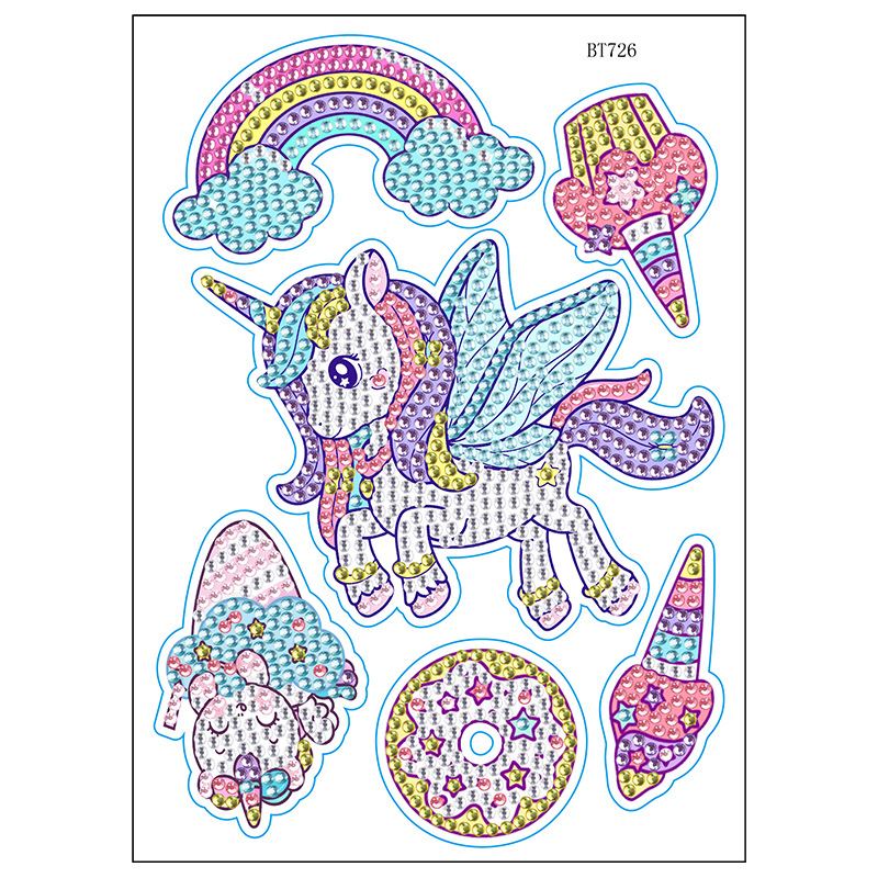 Nuevos pegatinas de taza de agua transfronterizas para niños dibujos de diamantes aleatorios pegatinas hechas a mano diy pegatinas de diamantes unicornios de dibujos animados mayorista