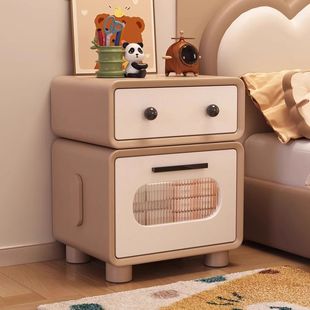 Solid Wood Bedside Cabinet Small Children's Style Robot Modern Simple Home Bedroom High-End Light Luxury Storage Cabinet