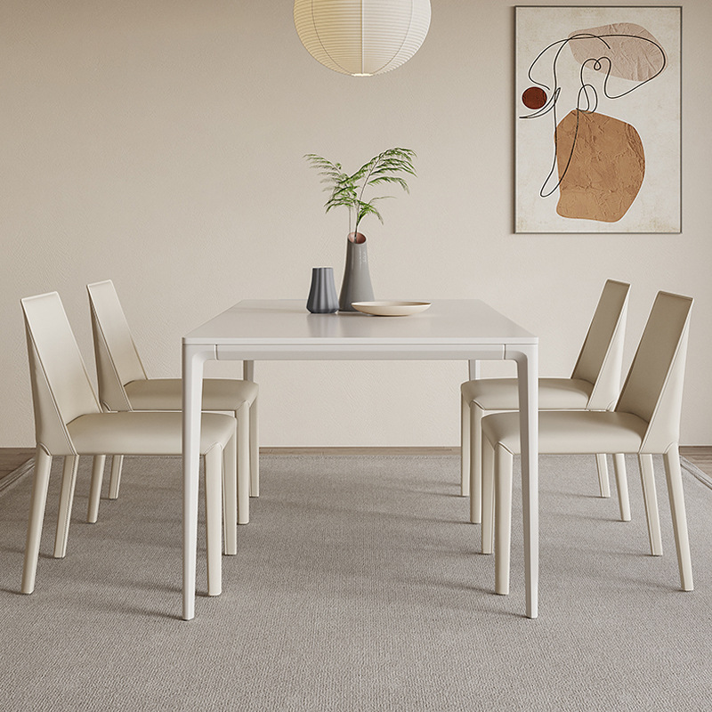 Mesa de comedor y silla de estilo crema combinación minimalista moderno hogar pequeño apartamento mesa de comedor rectangular minimalista italiano