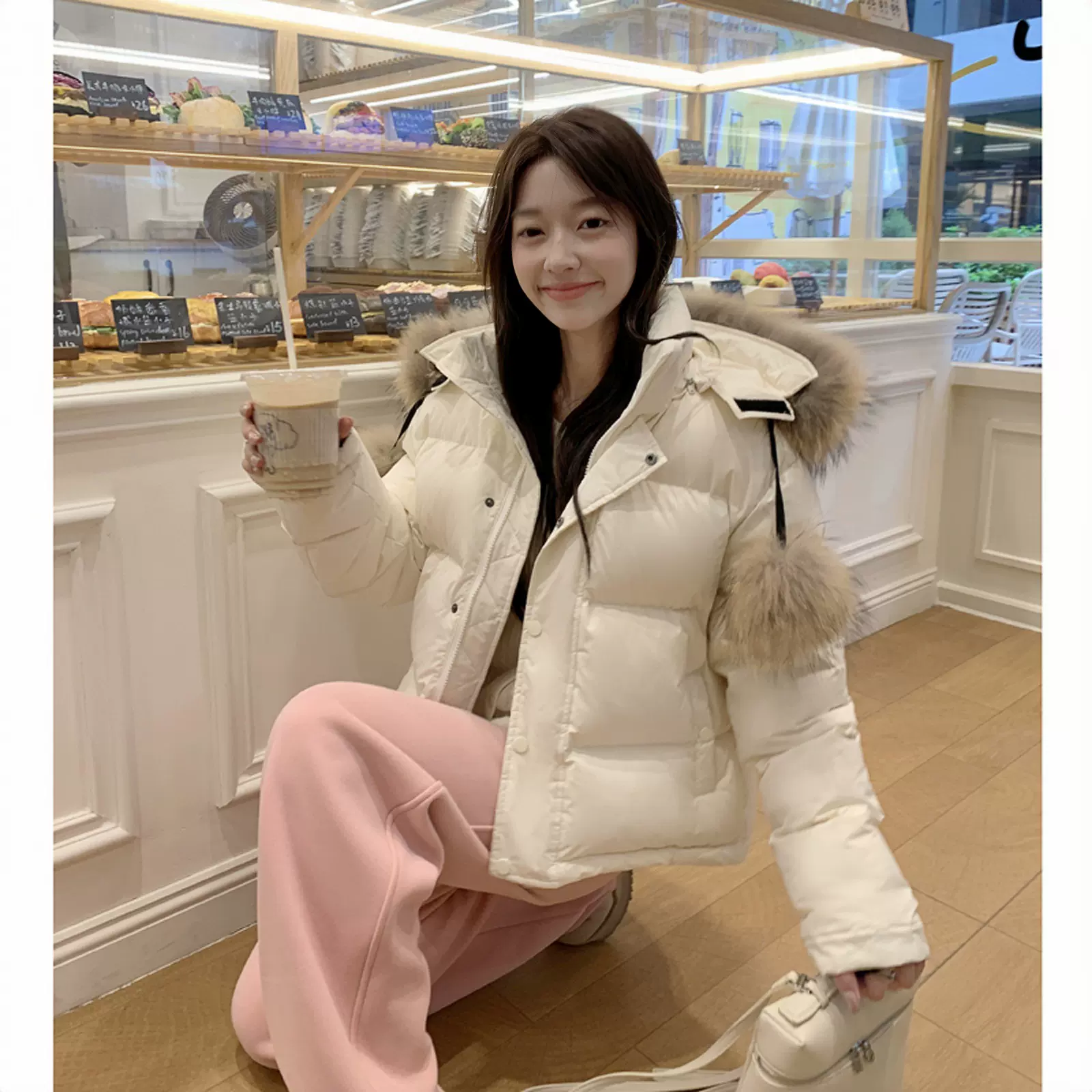 2025冬季新款大毛领羽绒服女短款加厚小个子面包服韩版宽松外套潮