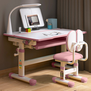 Children's Study Table Girls' Household Desk Primary School Students' Desk and Chair Writing Table and Chair Set Combination Adjustable Lifting
