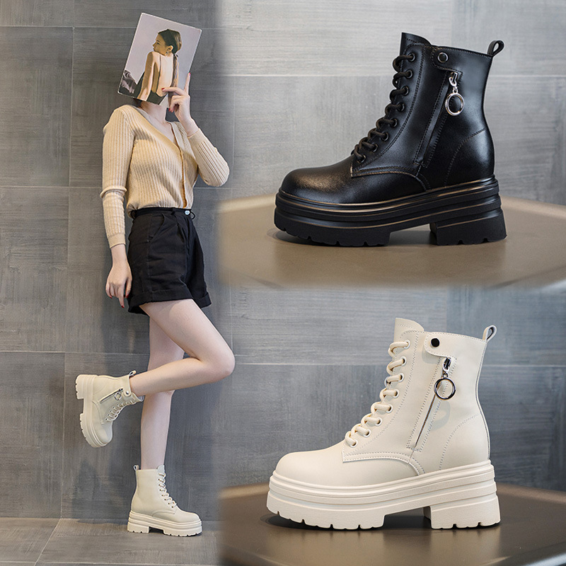 2026 Autumn and Winter New Style Martin Boots with Fleece Lining, Thick-Soled Height-Increasing Short Boots for Women, British Style Snow Boots, Women's Shoes 2026 Autumn and Winter New Style Martin Boots with Fleece Lining, Thick-Soled Height-Increasing Short Boots for Women, British Style Snow Boots, Women's Shoes