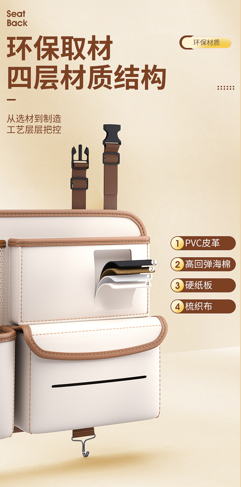 Car Seat Back Storage Bag Hanging Bag Multifunctional Storage Box Car Seat Back Storage Bag Car Interior Decoration Supplies