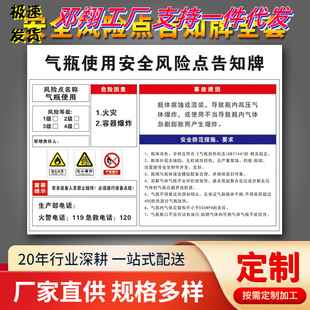 Gas cylinder use safety risk point notice card factory production workshop safety sign sign mark lift