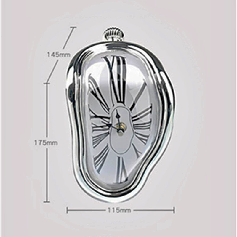 ✅Creative home table corner twisted clock melting clock table corner decorative clock Roman numeral wall clock retro clock time and space