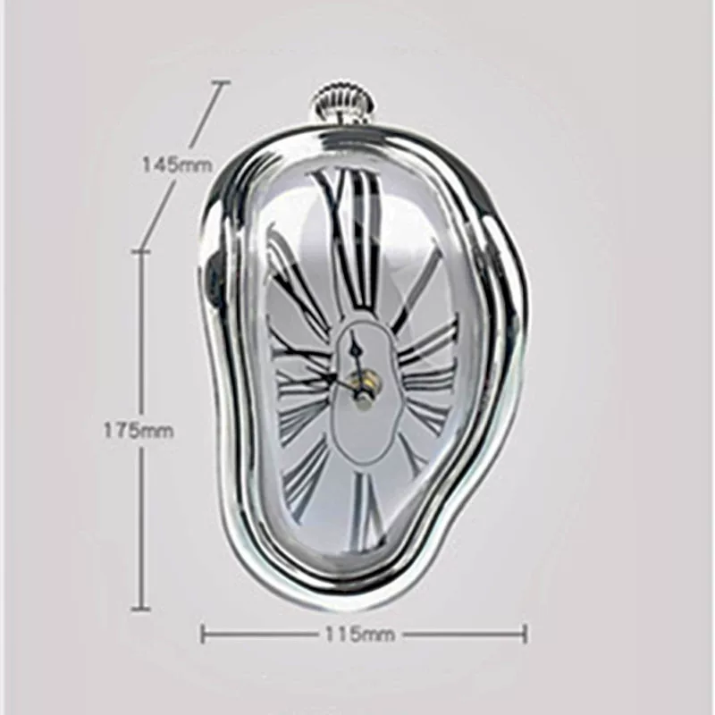 ✅Creative home table corner twisted clock melting clock table corner decorative clock Roman numeral wall clock retro clock time and space
