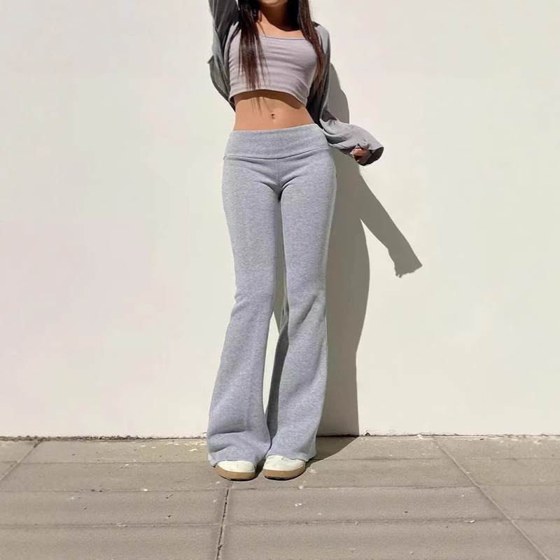 Cross-Border European and American Casual Sweatpants 2025 Amazon Aliexpress New Low-Waist Flared Slim-Fit Base Sweatpants Long Pants Cross-Border European and American Casual Sweatpants 2025 Amazon Aliexpress New Low-Waist Flared Slim-Fit Base Sweatpants Long Pants