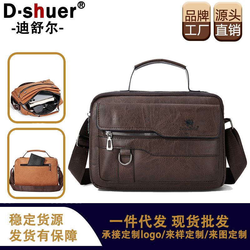 New Style Men's Shoulder Crossbody Bag with a High-End Feel, Large Capacity, Vintage Commuter Handbag, Men's Business Briefcase New Style Men's Shoulder Crossbody Bag with a High-End Feel, Large Capacity, Vintage Commuter Handbag, Men's Business Briefcase