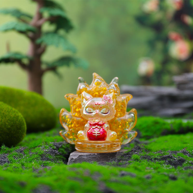 创意古风昆仑九尾狐第三弹盲盒树脂工艺办公桌面电镀摆件礼物批发|undefined