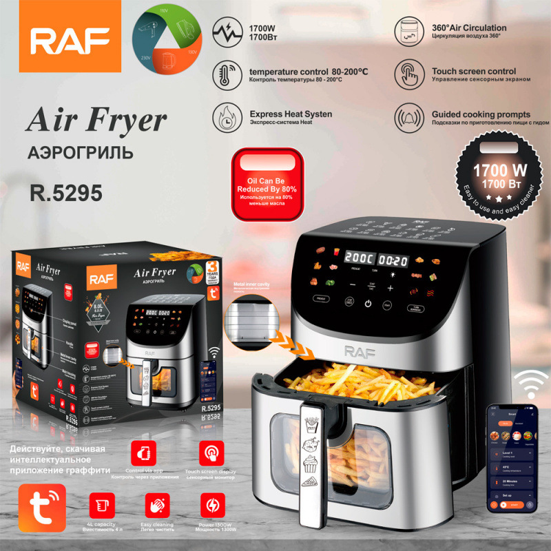 Raf European Air Fryer Household Remote-Operated Multi-Functional Smart Touch Screen Oil-Free and Smoke-Free 8L Electric Fryer