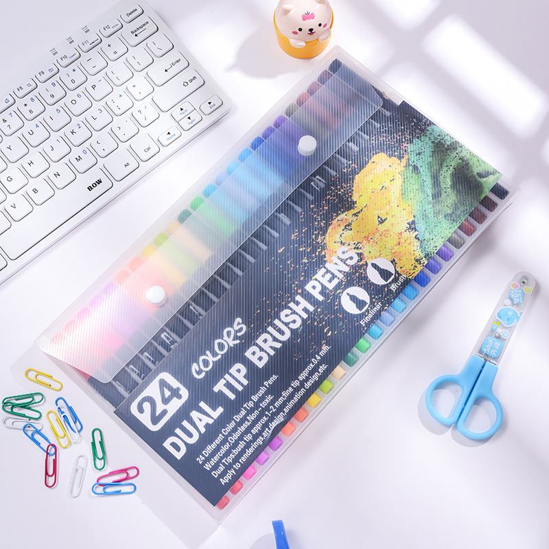 Juego de bolígrafos de acuarela de dos cabezas de Amazon, dibujos animados de graffiti para niños, marcadores de color lavables y manos sucias