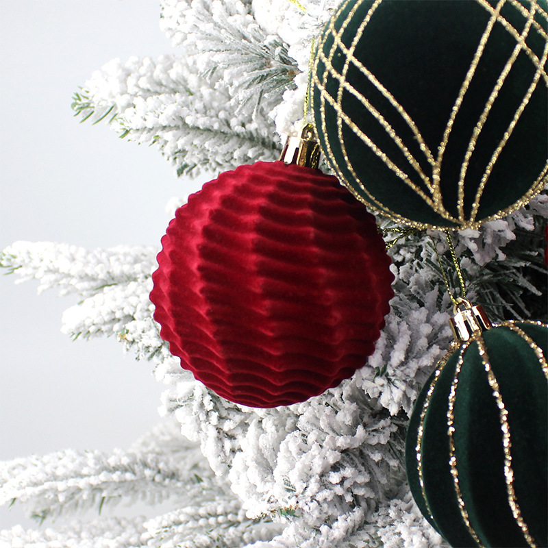 Bolas de Navidad flocado bolas de Navidad bolas de decoración de Navidad 8cm / 16pcs bolas de Navidad árbol de Navidad colgante de decoración de Navidad