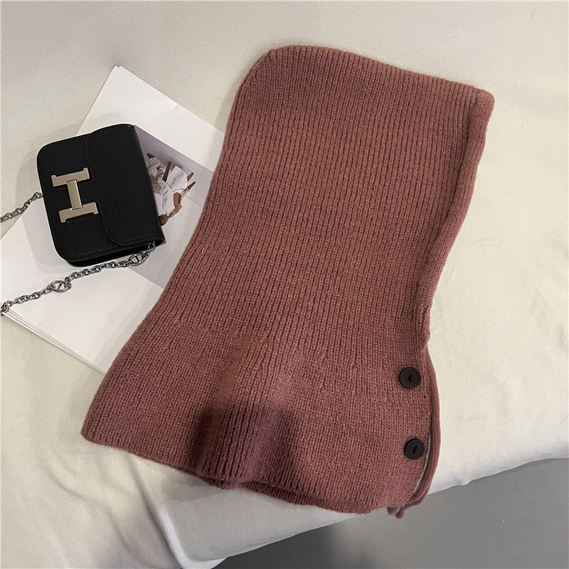 Corea del Sur pasamontañas sombrero de invierno de las mujeres sombrero cálido bufanda integrada pareja de protección auditiva de lana sombrero de punto