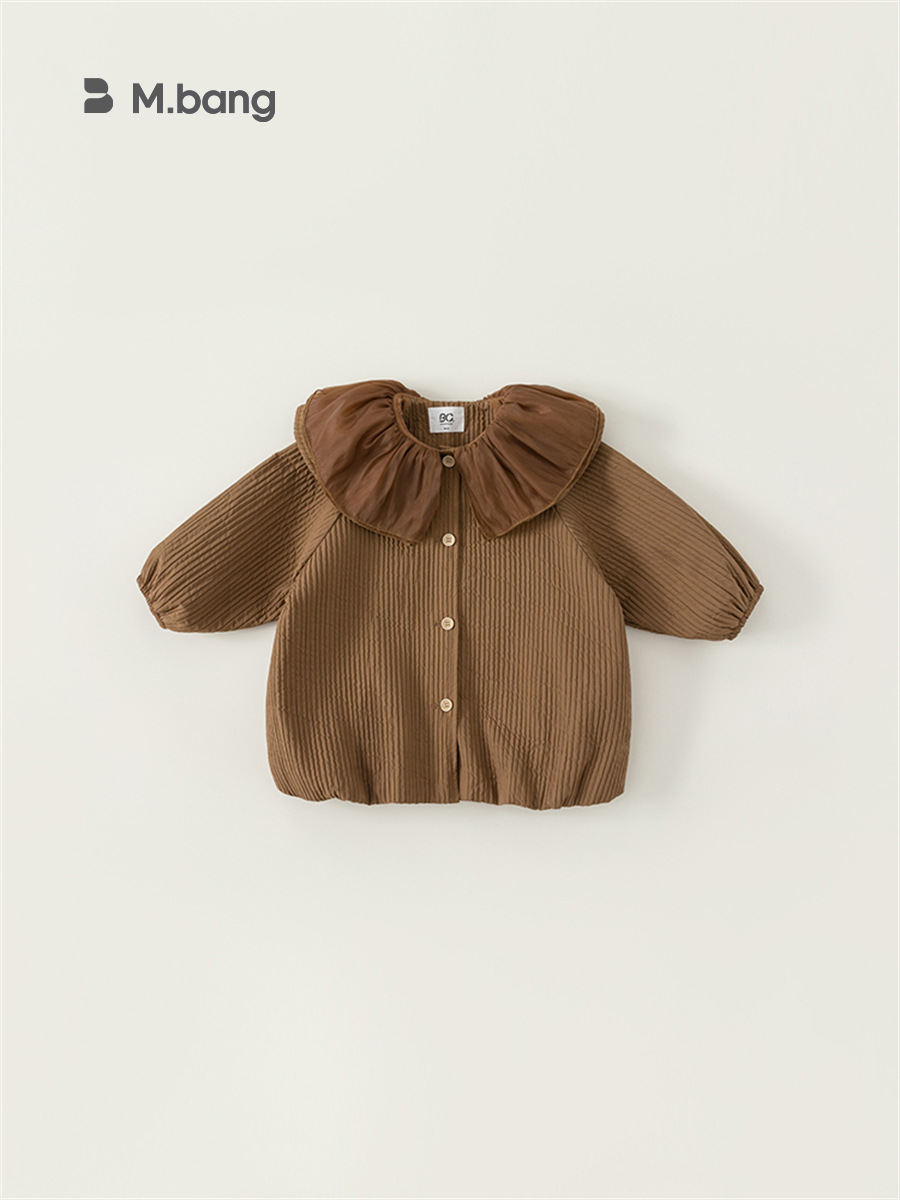 Babycity bebé niña primavera Top hoja de loto collar de la muñeca de encaje Niña de manga larga Chaqueta de punto CY23025