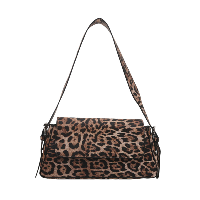 Niche Zhong leopardo bolso de brazo para mujeres 2024 invierno nuevo estilo simple estilo de moda extranjero bolso cuadrado personalidad bolso de hombro