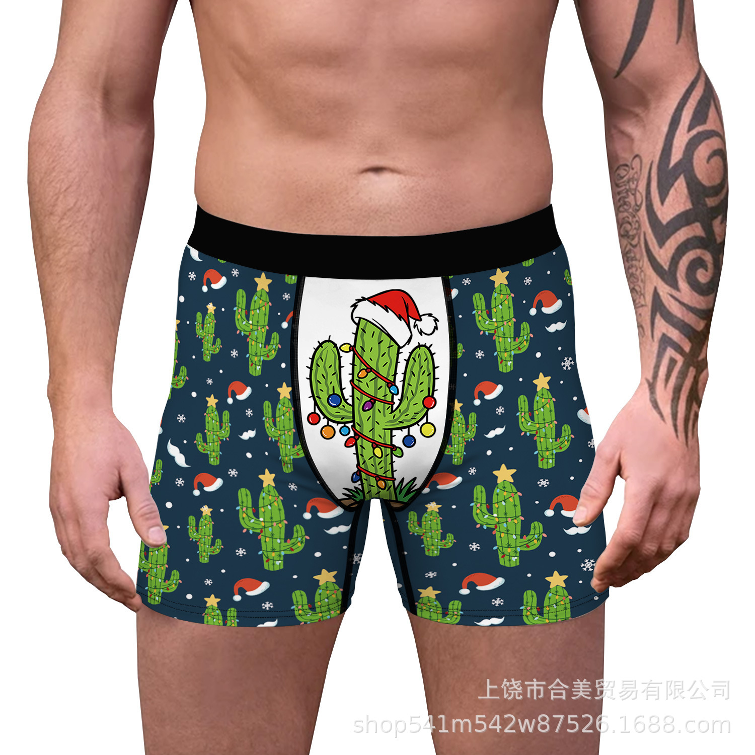 2022 Christmas new pattern Digital printing man sexy comfortable ventilation Underwear Self cultivation Elastic force Four shorts wholesale