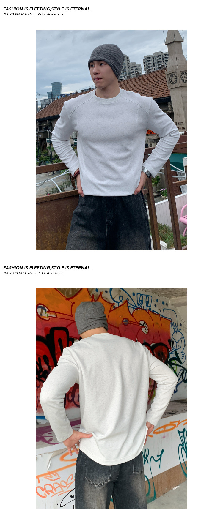 Vintage Deconstructed Patchwork Long Sleeve T-shirt For Men_voghion.com