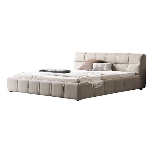 Leather bed modern simple light luxury puff bed ins cream style double bed 1.8m bread bed master bedroom fabric bed