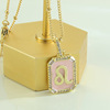 Brand square zodiac signs, necklace, fuchsia pendant, 2022 collection