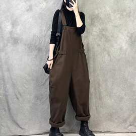 复古感工装背带裤女新款春秋季时尚洋气个性减龄大码