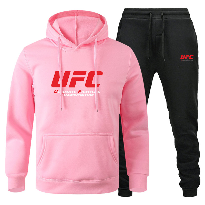 Traje de suéter de hombre transfronterizo de amazon otoño e invierno sudadera con capucha de lana roja UFC comercio exterior ocio traje deportivo